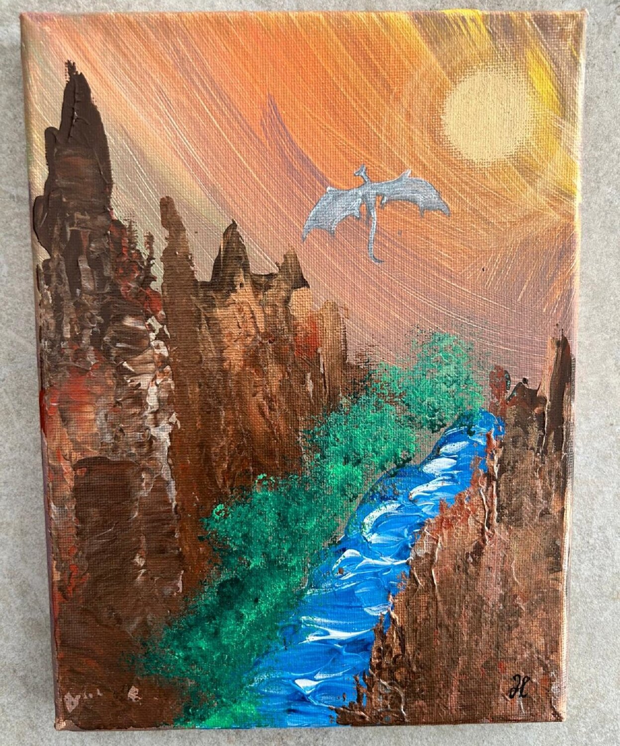 Drachenflug Linda Hoffmann Original painting for sale