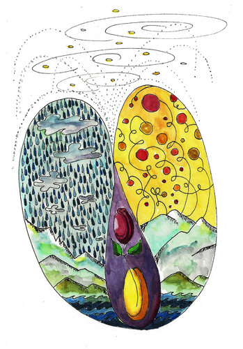 PEACE SEED "SILS" - SCHWEIZ by Gudrun KARGL, Drawing for Sale on Select