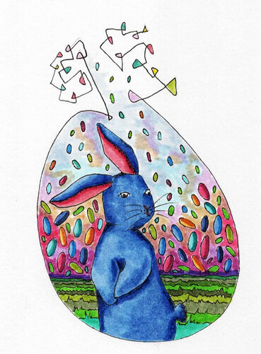 PEACE SEED "BLUE RABBIT" by Gudrun KARGL, Drawing for Sale on Select