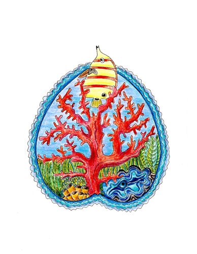 PEACE SEED GREAT BARRIER REEF, Australia by Gudrun KARGL, Drawing for Sale on Select