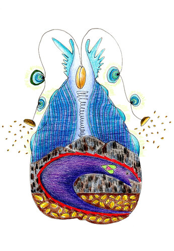 PEACE SEED "BLACK MOUNTAIN", Australia by Gudrun KARGL, Drawing for Sale on Select