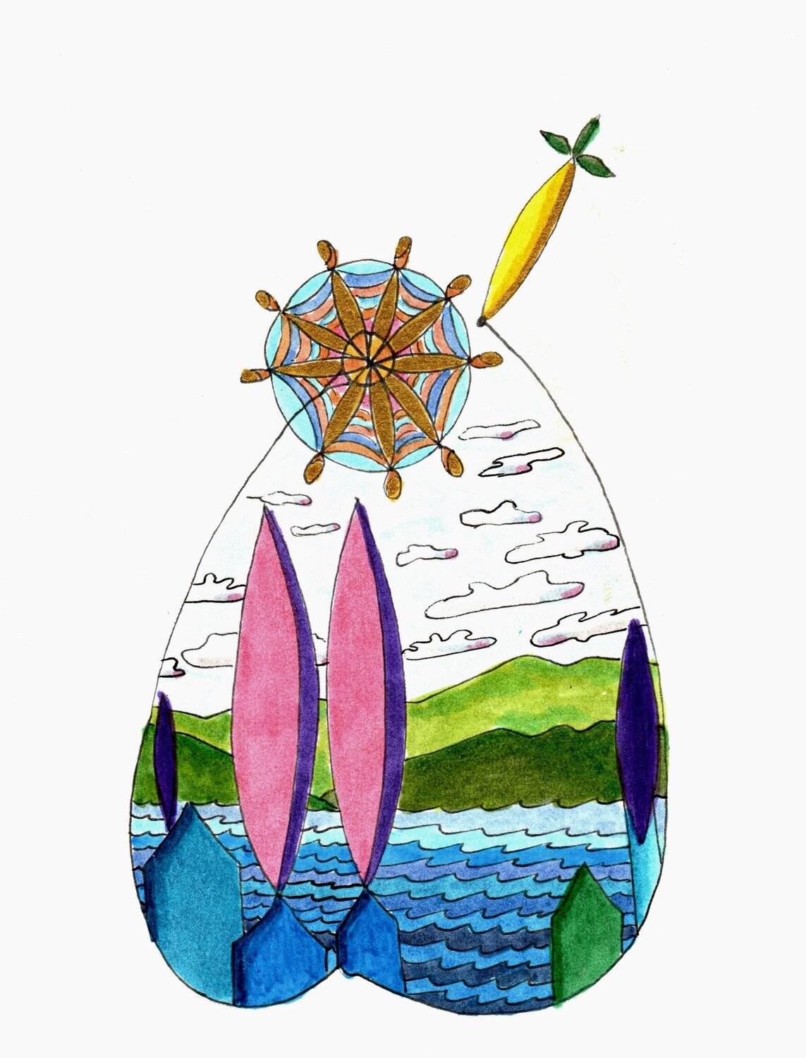 PEACE SEED "ZÜRICH" - SCHWEIZ Gudrun KARGL Drawing for sale