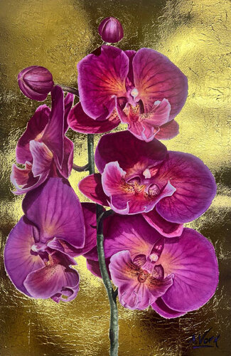 Golden Sonnet Orchid by Alisa Vovk, Painting for Sale on Select