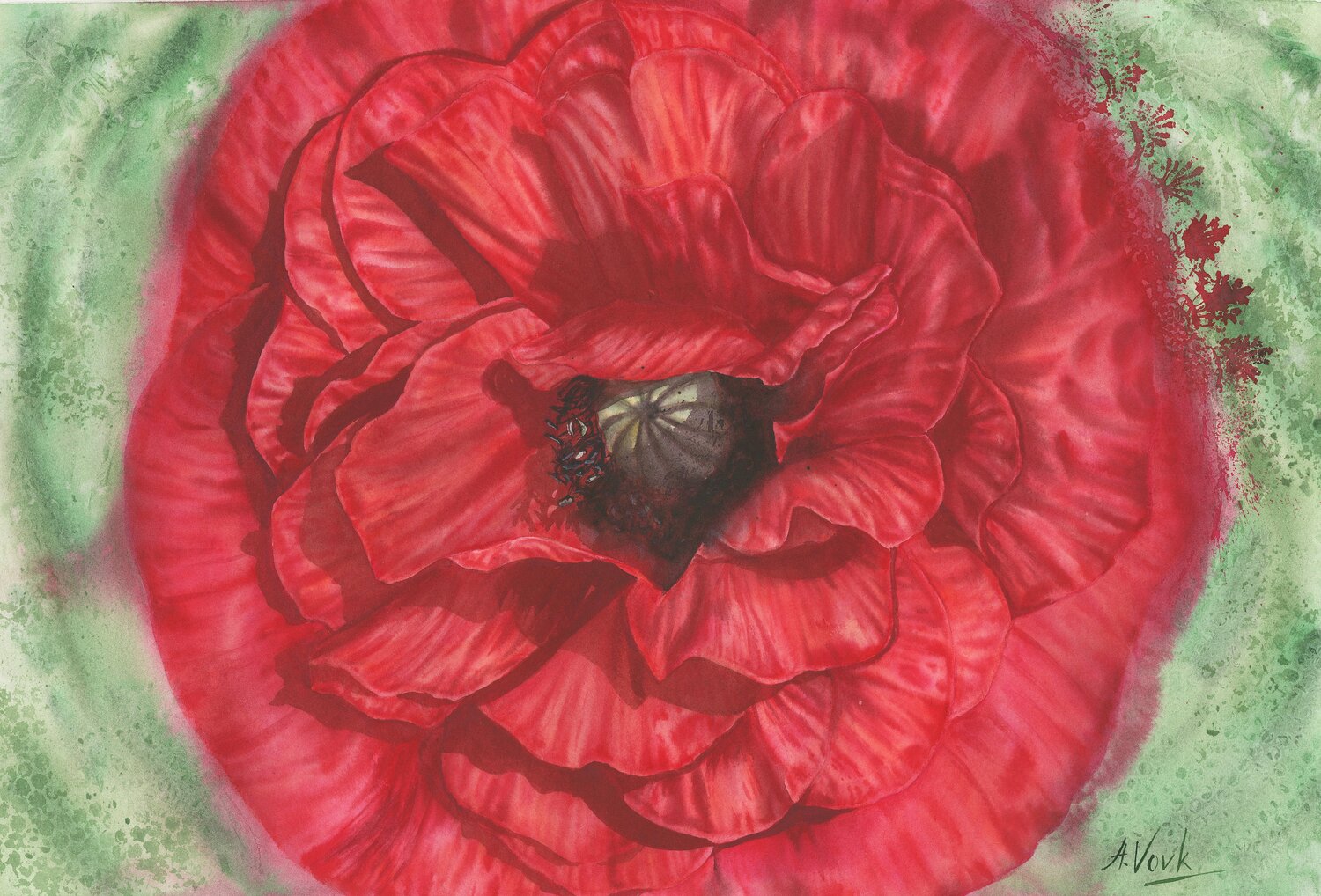 Unadorned Red Alisa Vovk Original painting for sale