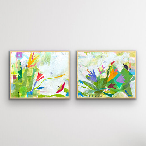 Garden in 2 Movements (diptych) by Kathy Dunaway, Painting for Sale on Select