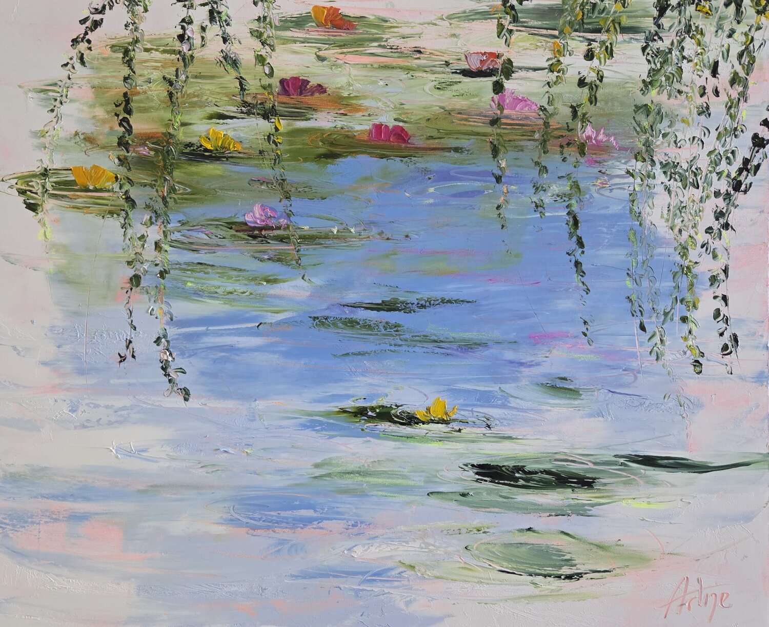 Les reflets sur l'étang Artize Original painting for sale