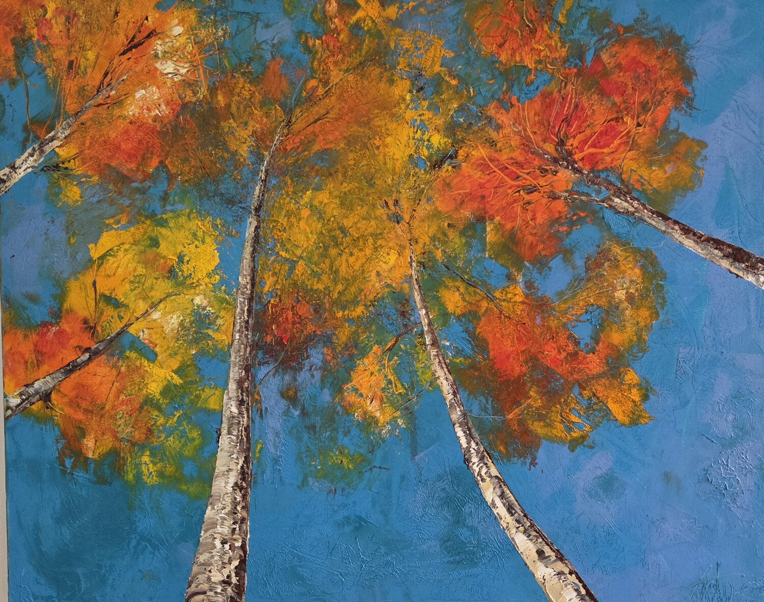 Les feuilles d'or Artize Original painting for sale