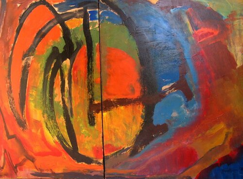 RREMOLINO  (díptico) by María del Valle RUBIO, Painting for Sale on Select
