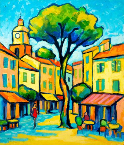 La Promenade a Saint-Tropez by Micjan, Painting for Sale on Select