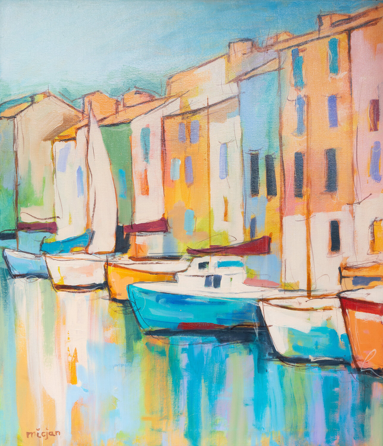 The Color Boats Micjan Original painting for sale