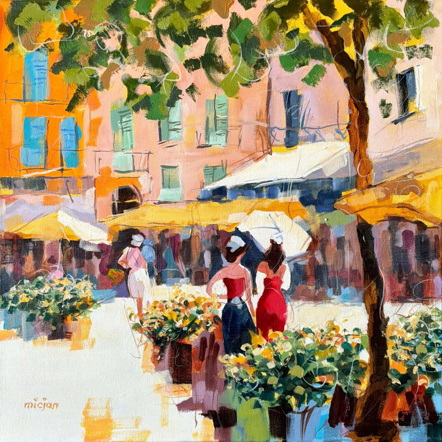 Femmes aux Fleurs Micjan Original painting for sale