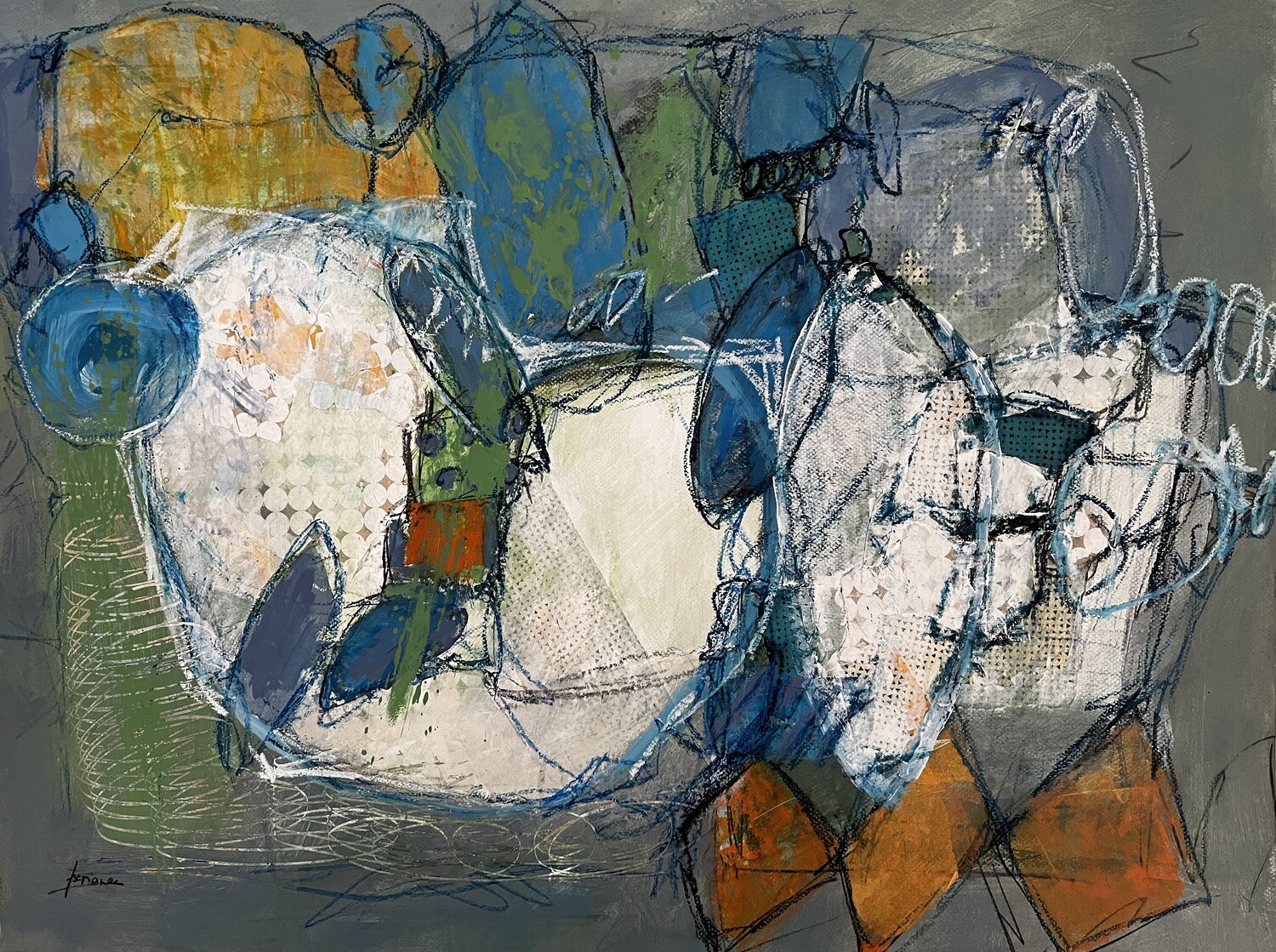 SUR LA TRACE.39 Francine Scrignac Original painting for sale