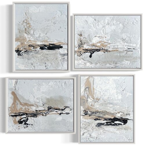 Hidden Light - 4 paintings - Black, Sand, White by Daniela Pasqualini, Painting for Sale on Select