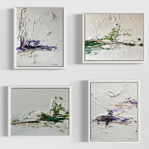 Hidden Light - 4 paintings - Purple, Green, White by Daniela Pasqualini, Painting for Sale on Select