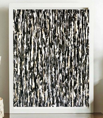 Visual Dance - Original framed painting ready to hang - Black & White by Daniela Pasqualini, Painting for Sale on Select