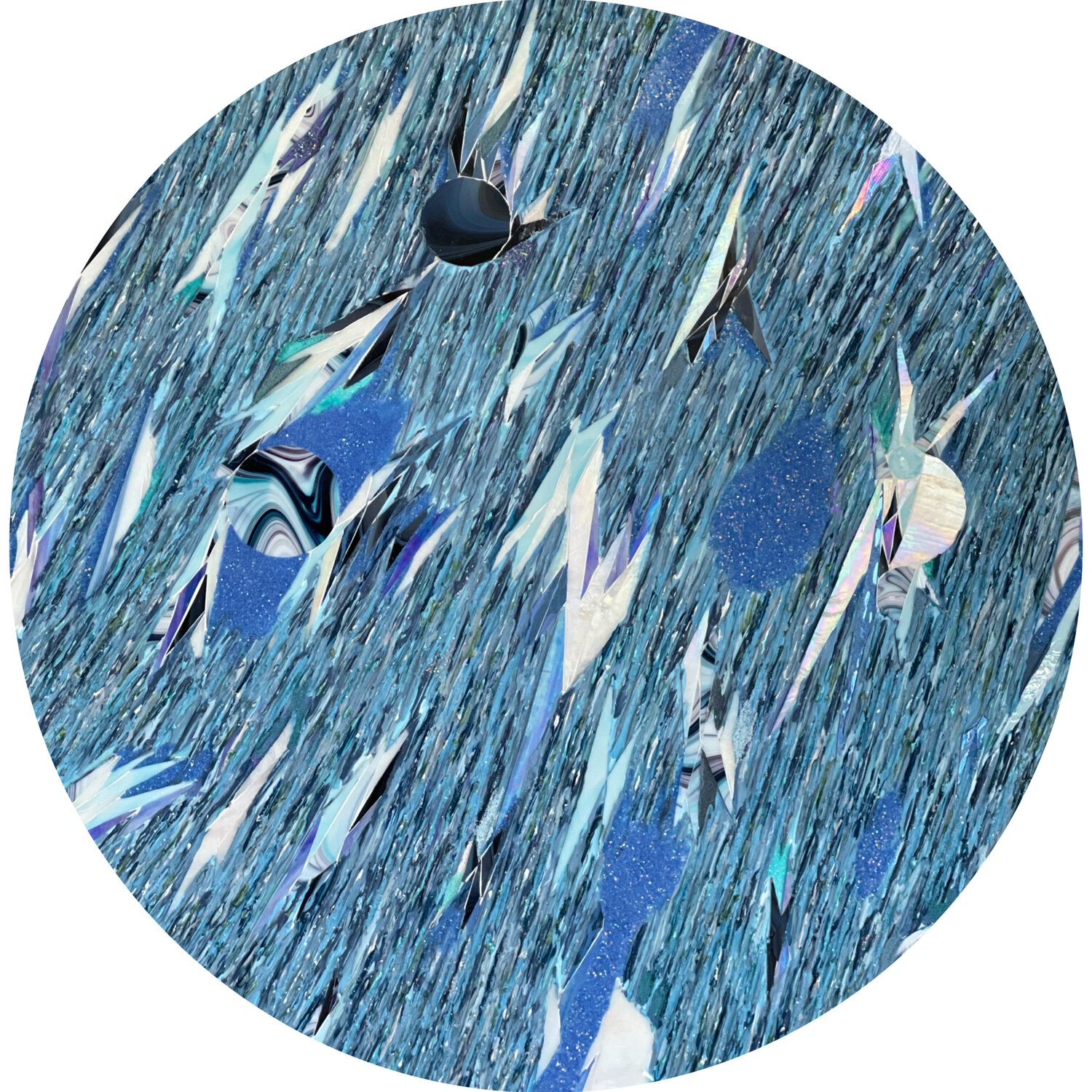 RIFLESSO BLUE - COLLABORATION AMY VOSS & DANIELA PASQUALINI - MIXED MEDIA ARTWORK Daniela Pasqualini Original painting for sale