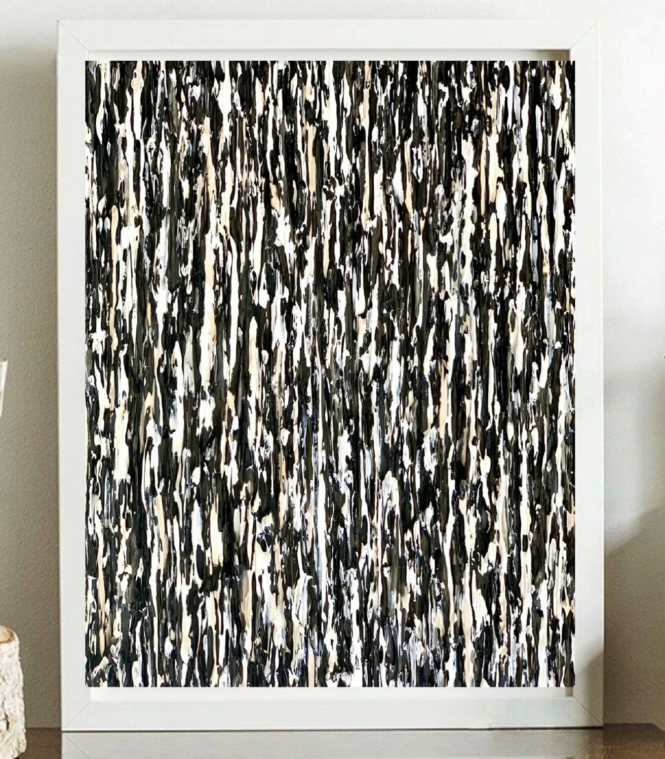 Visual Dance - Original framed painting ready to hang - Black & White Daniela Pasqualini Original painting for sale