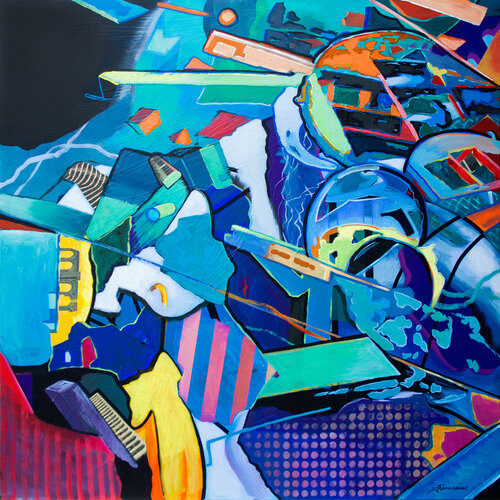Vibration | Expressives Gemälde Acryl Collage auf Leinwand by Uwe Fehrmann, Painting for Sale on Select