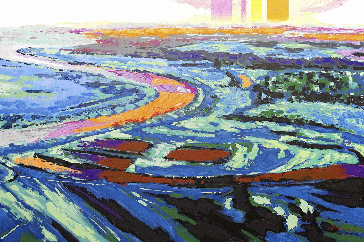 Flusslauf | Original Gemälde Acryl auf Leinwand Uwe Fehrmann Original painting for sale