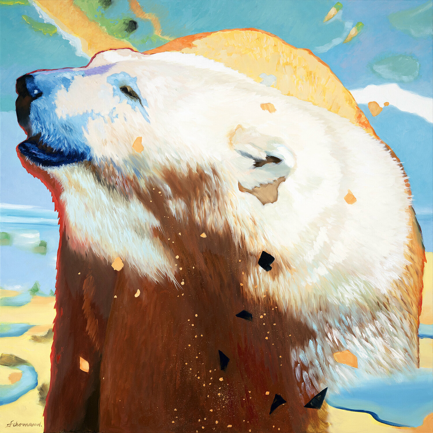 Eisbär | Original Gemälde, Öl auf Leinwand Uwe Fehrmann Original painting for sale