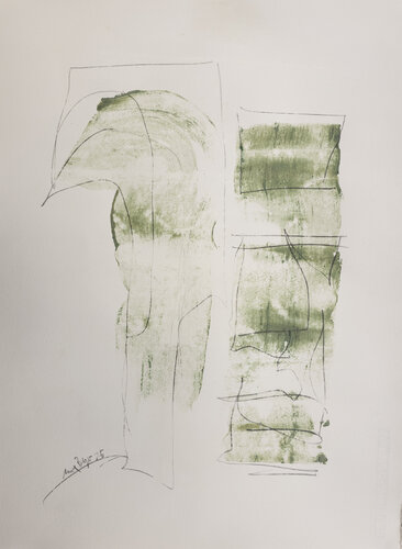 Notitzen in Grün 25 P 5 by Uwe Beyer, Painting for Sale on Select