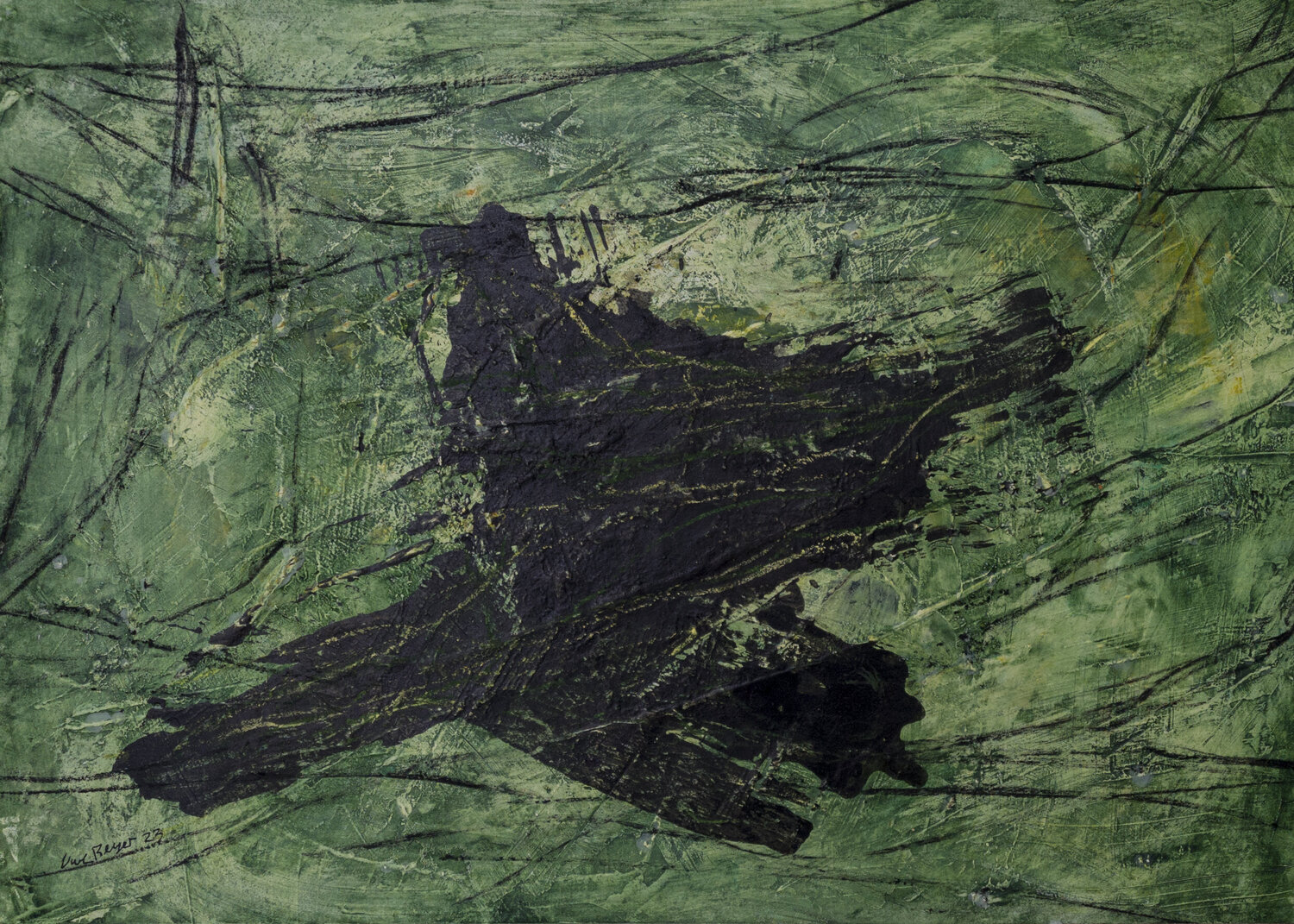 Schwarzer Fleck Uwe Beyer Original painting for sale