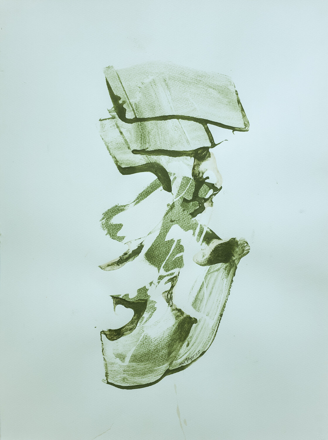 Notizen Grün 25P11 Gefüge Uwe Beyer Original painting for sale