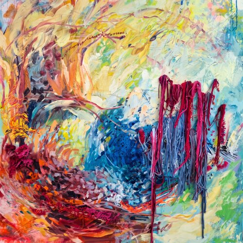 The Unraveling: Threads of Courageous Beauty | Original Abstract Painting von Leonie Brown, Malerei kaufen auf Select