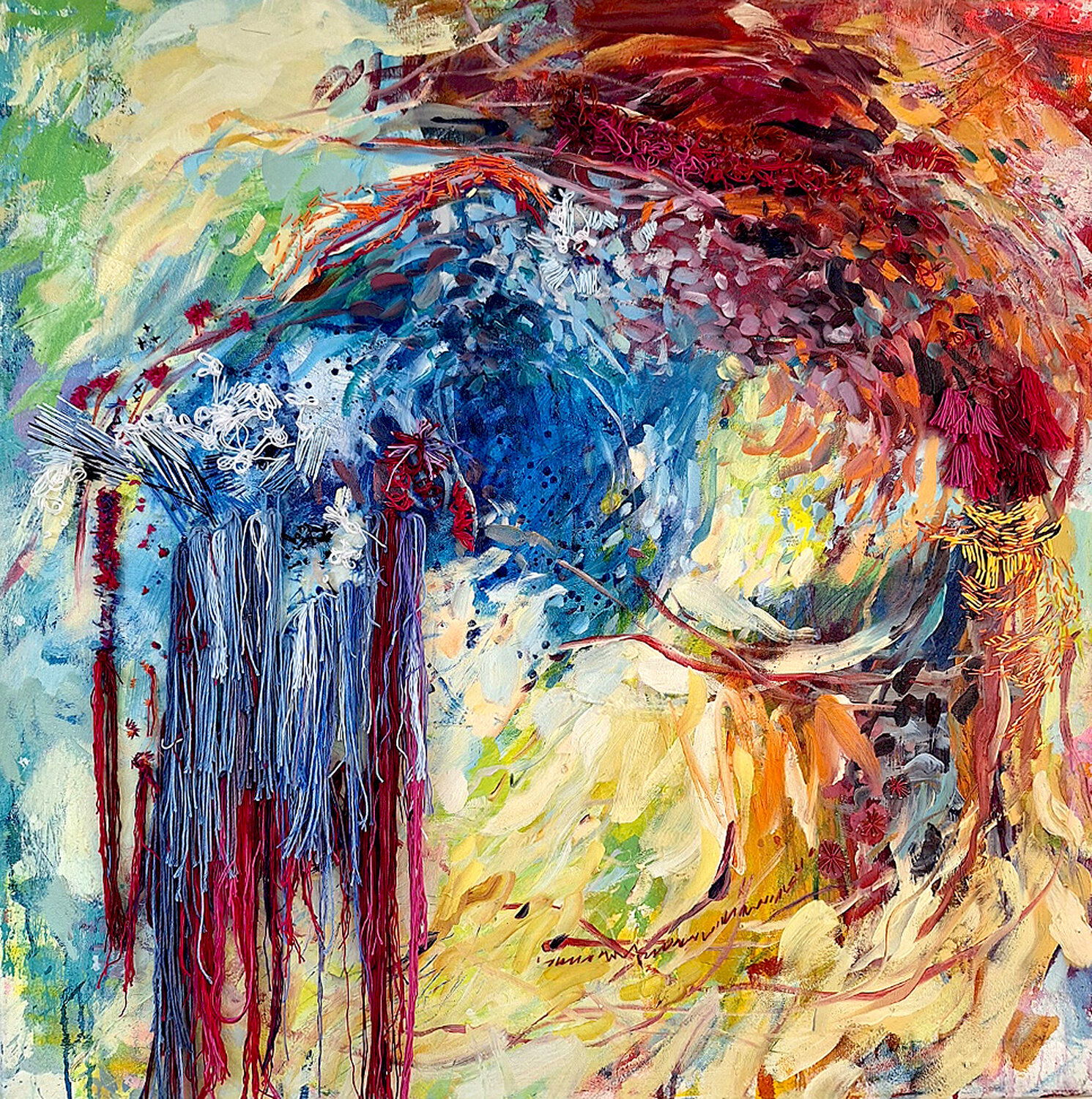 The Unraveling: Threads of Courageous Beauty Leonie Brown Original painting for sale