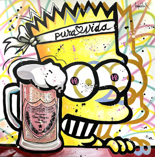 Bart Simpson, loves Don Pérignon rosé champagne by Patrick Cornée, Painting for Sale on Select