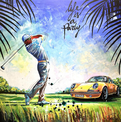 Mon golf, ma Porsche et moi by Patrick Cornée, Painting for Sale on Select