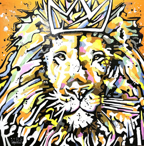 Pop Lion king, orange by Patrick Cornée, Painting for Sale on Select