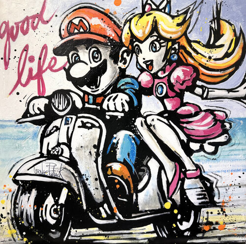 Super Mario et Princess Peach by Patrick Cornée, Painting for Sale on Select
