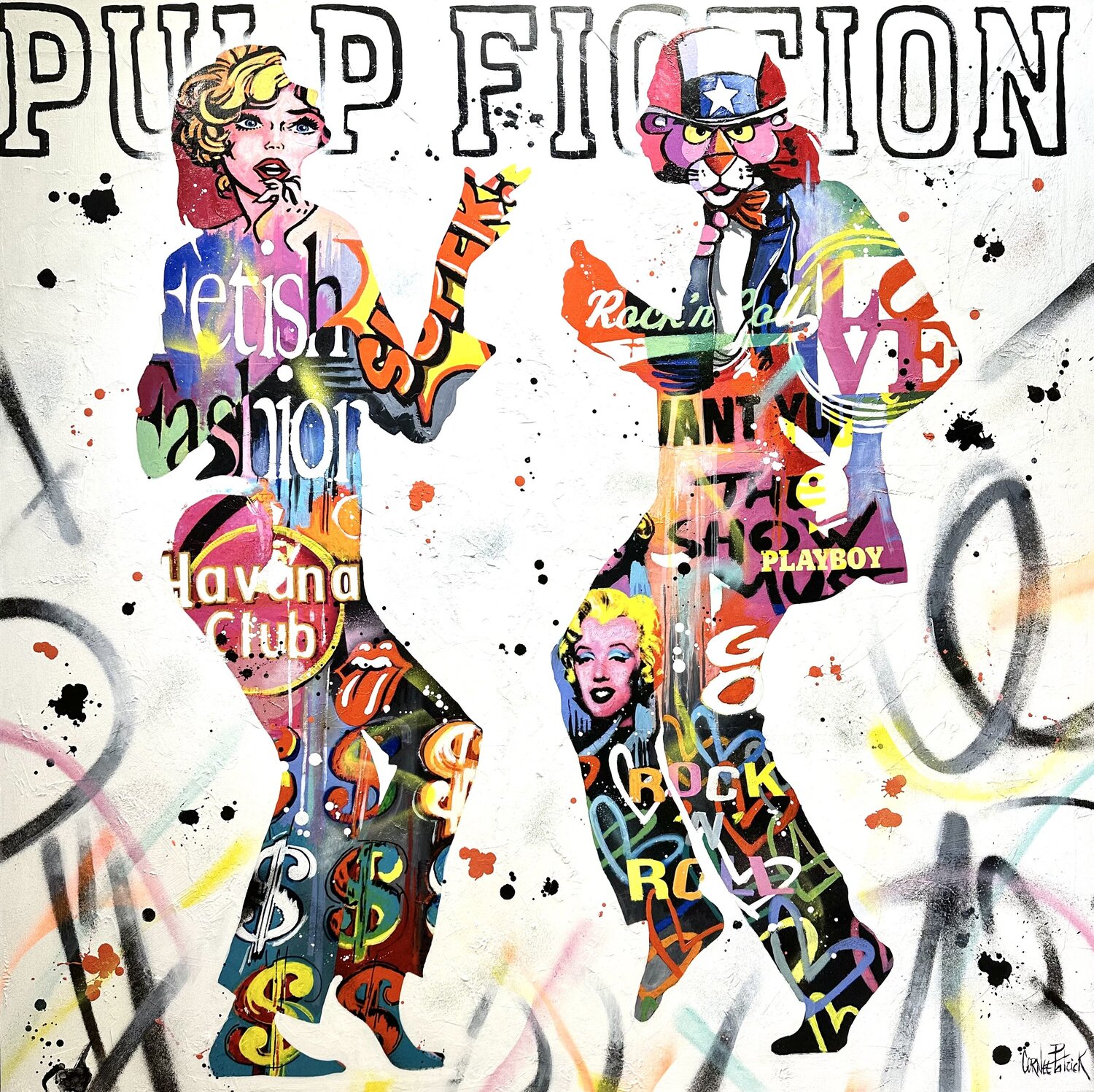 A Pulp Fiction pop art tribute Patrick Cornée Original painting for sale