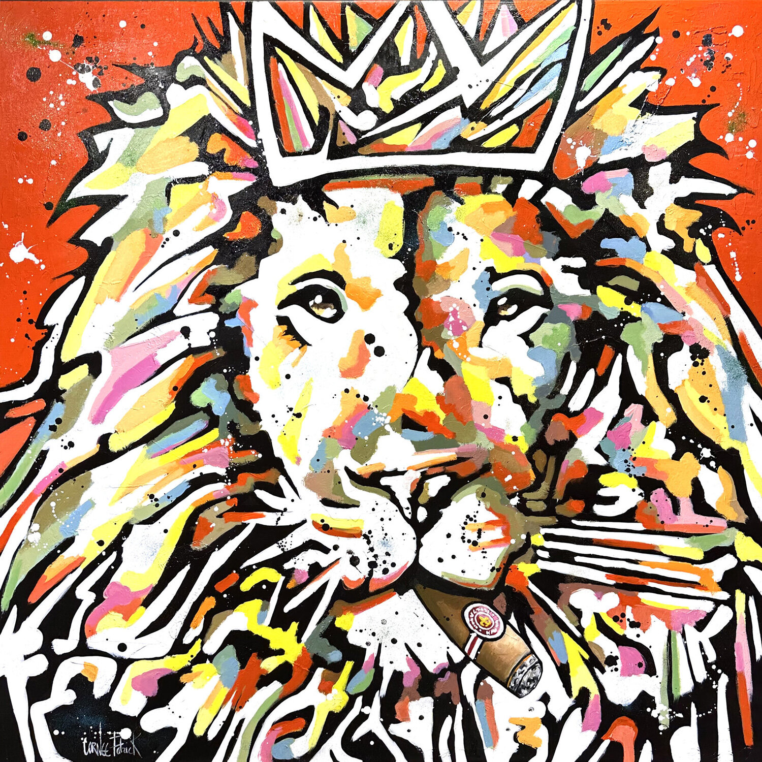 Lion king, I'm the big boss Patrick Cornée Original painting for sale