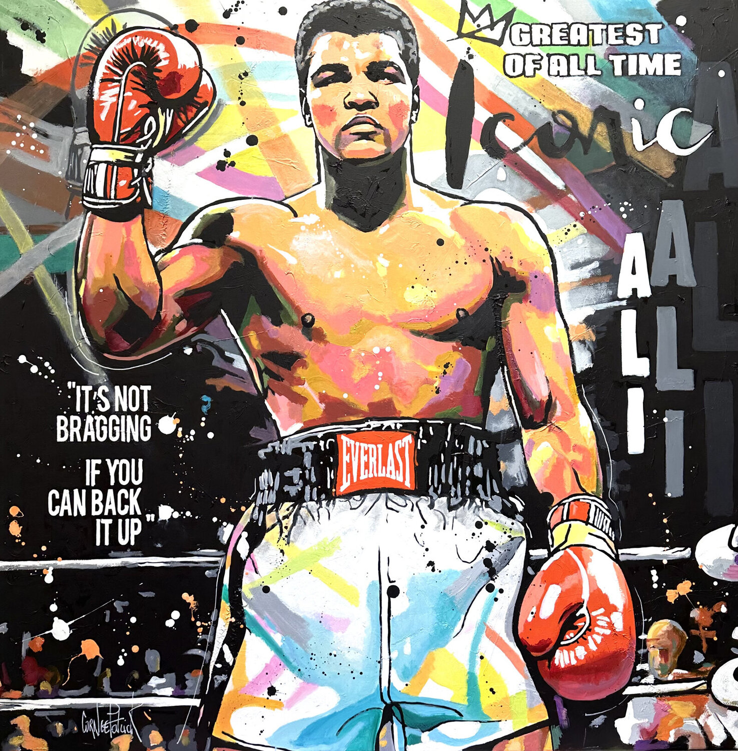 Mohamed Ali, Iconic Patrick Cornée Original painting for sale