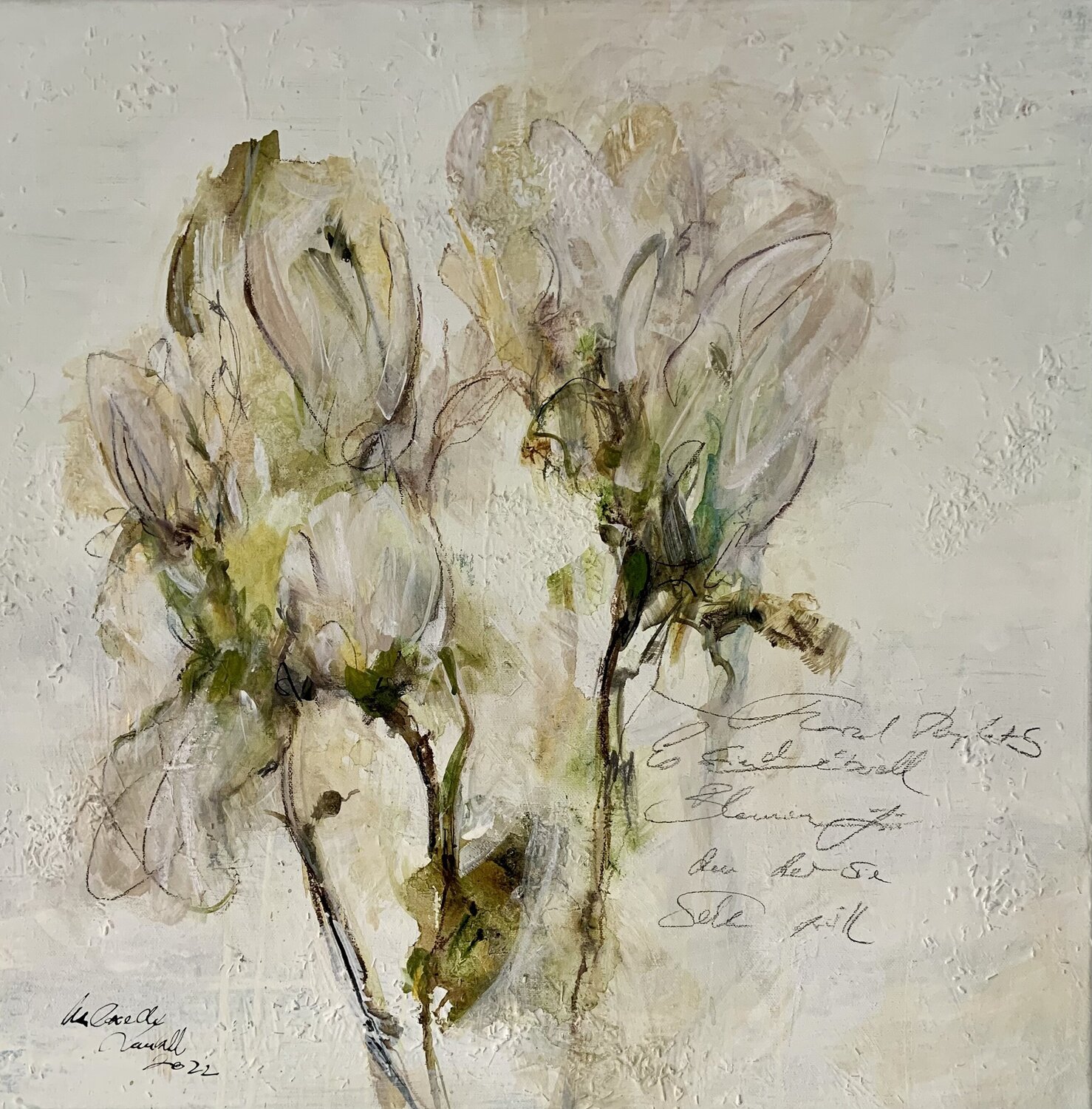 Floral things II Marion Doxie Delaubell Original painting for sale