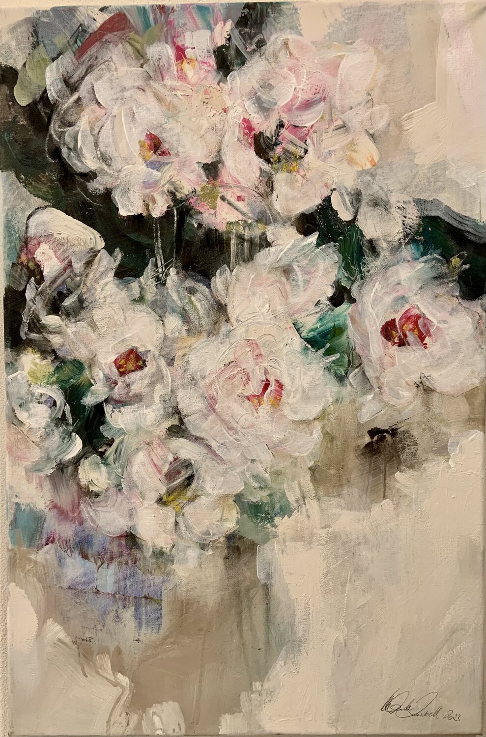 Im Rosengarten  II Marion Doxie Delaubell Original painting for sale