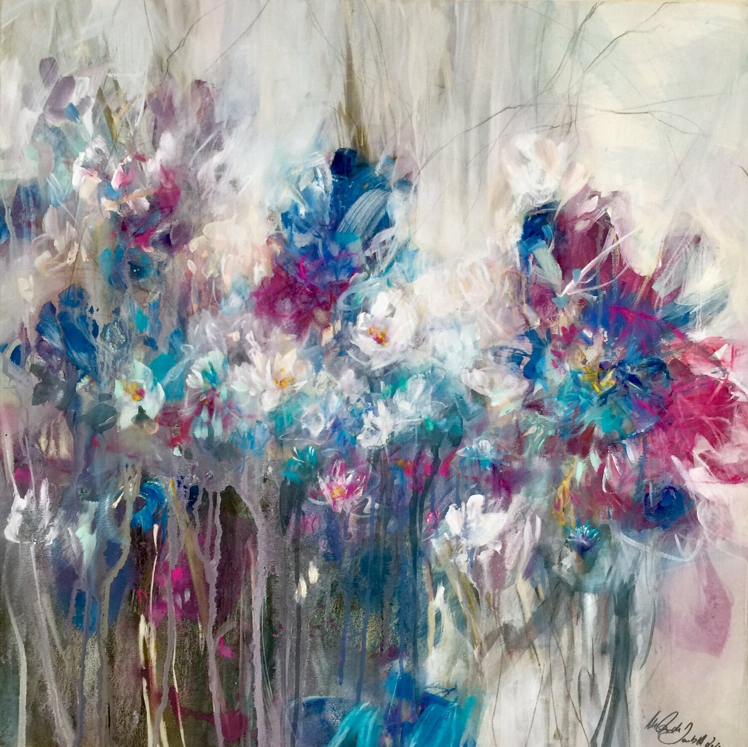 Blue mood Marion Doxie Delaubell Original painting for sale