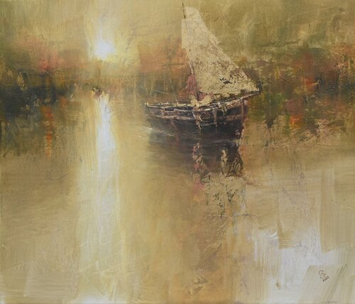 Harbor of destroyed dreams - Morning Herald by Ivan Grozdanovski, Painting for Sale on Select
