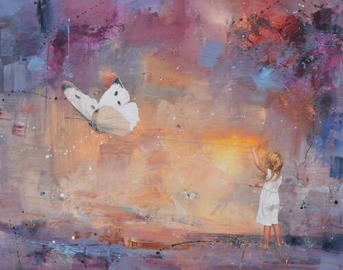 The Childhood of the White Butterfly - It's time to let you go 2 by Ivan Grozdanovski, Painting for Sale on Select