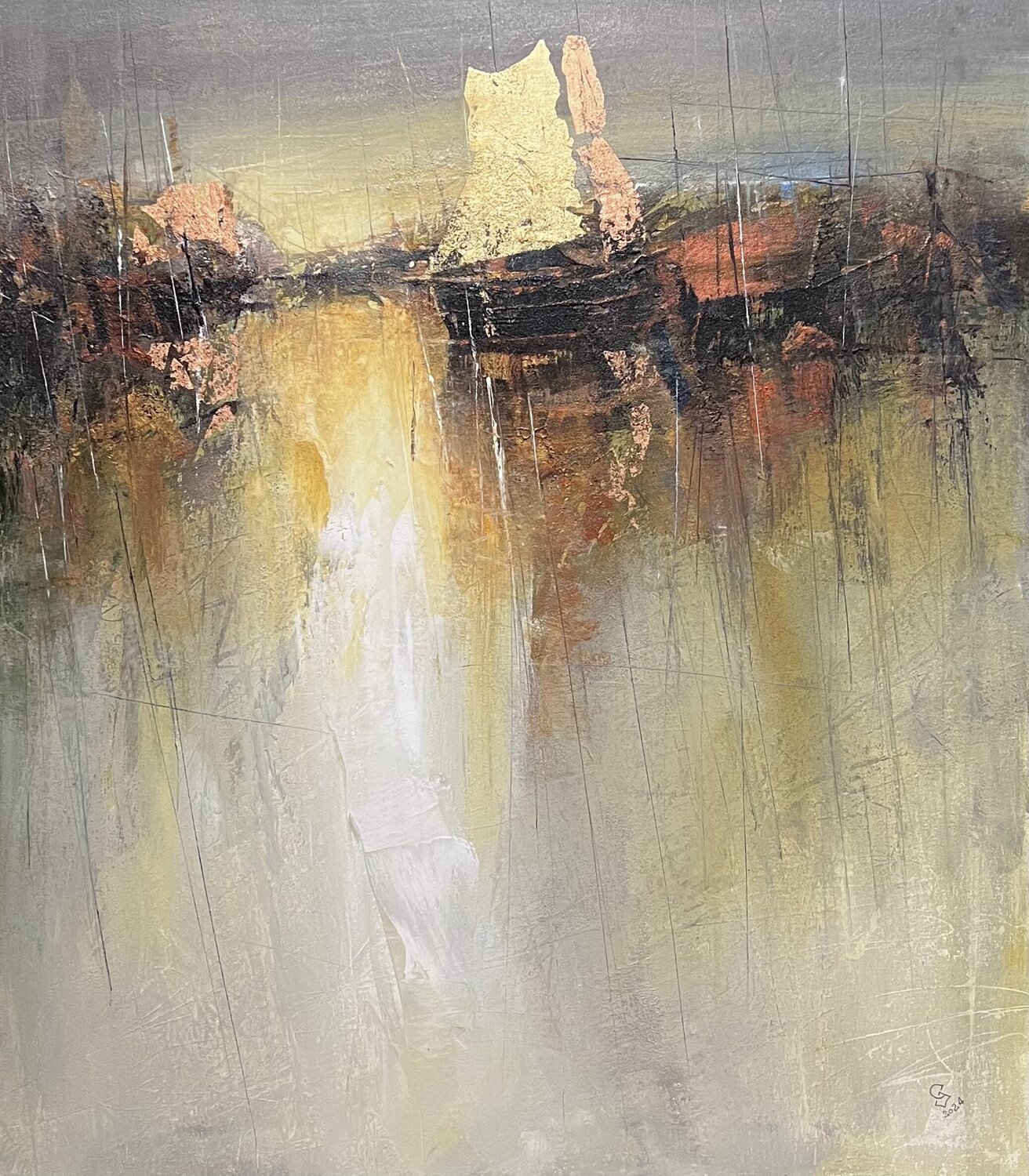Harbor of destroyed dreams - Inside Out Ivan Grozdanovski Original painting for sale