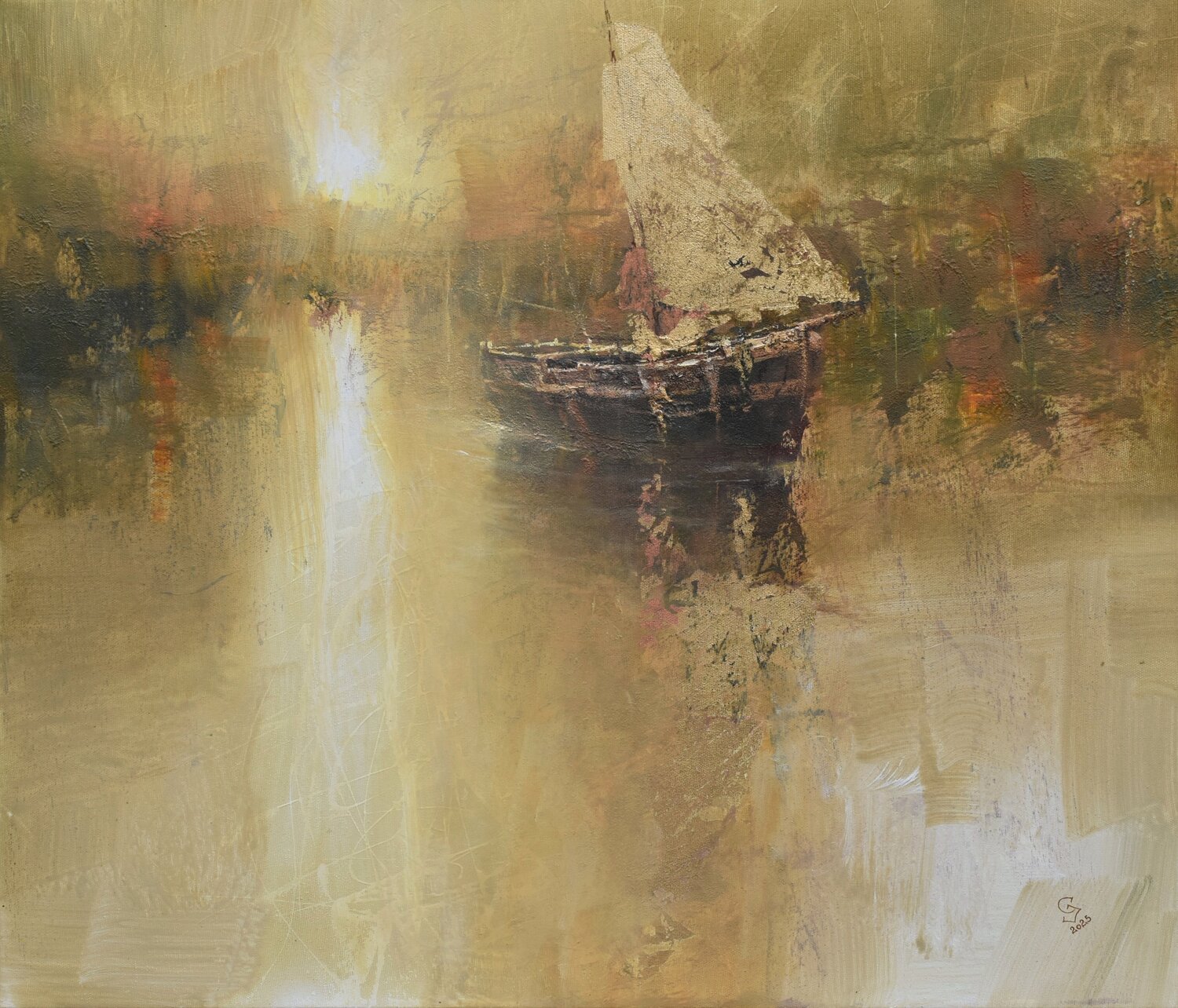 Harbor of destroyed dreams - Morning Herald Ivan Grozdanovski Original painting for sale