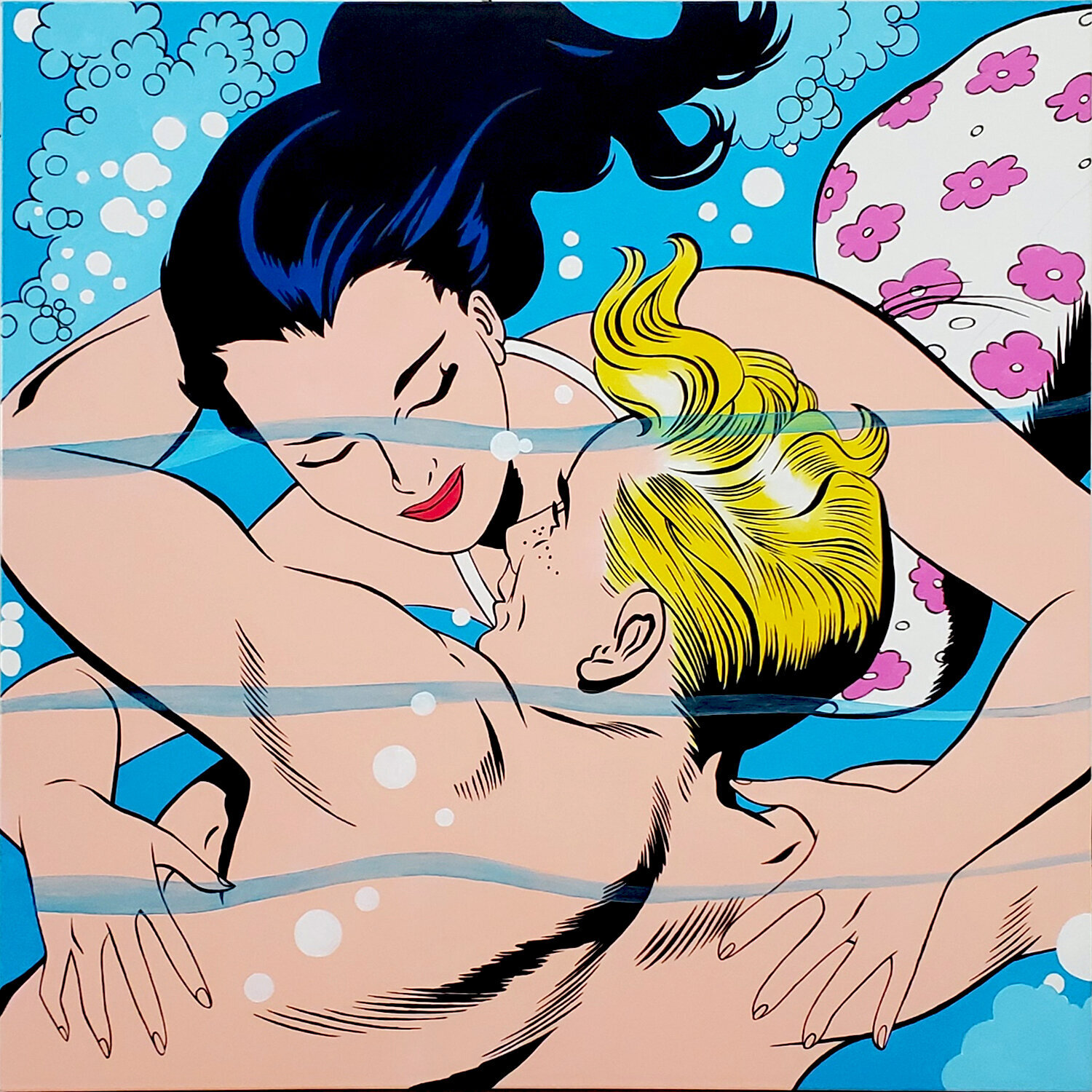 SWIMMING POOL DILLIES Original painting for sale
