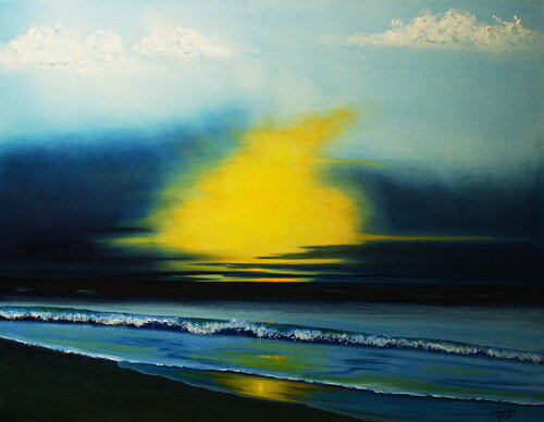 Sunset at the ocean by Ulla M. Neuhaus, Painting for Sale on Select