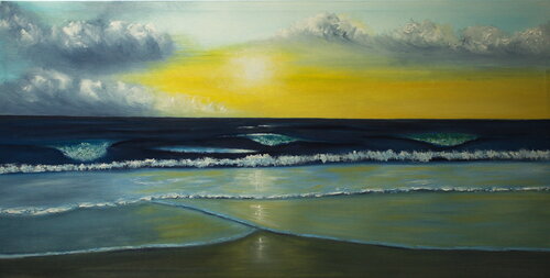 Winter evening at the sea by Ulla M. Neuhaus, Painting for Sale on Select