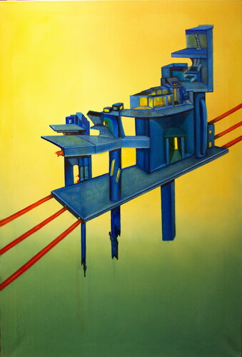 City on a downward slide by Ulla M. Neuhaus, Painting for Sale on Select