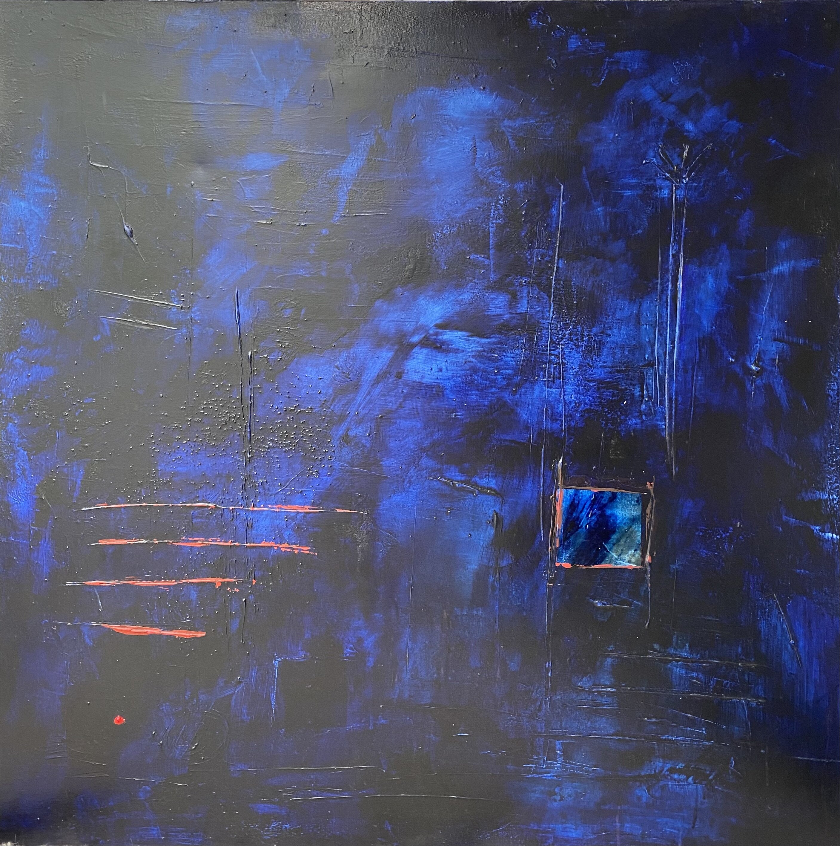 Point rouge dans le bleu touareg