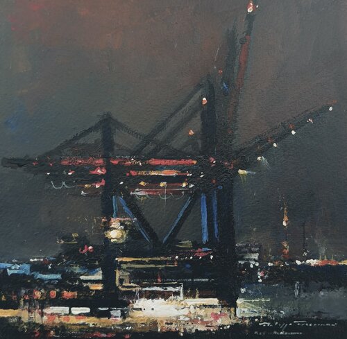 "Hambourg 2 " terminal Altenwerder , N° 2314 by Philippe Perennou, Painting for Sale on Select