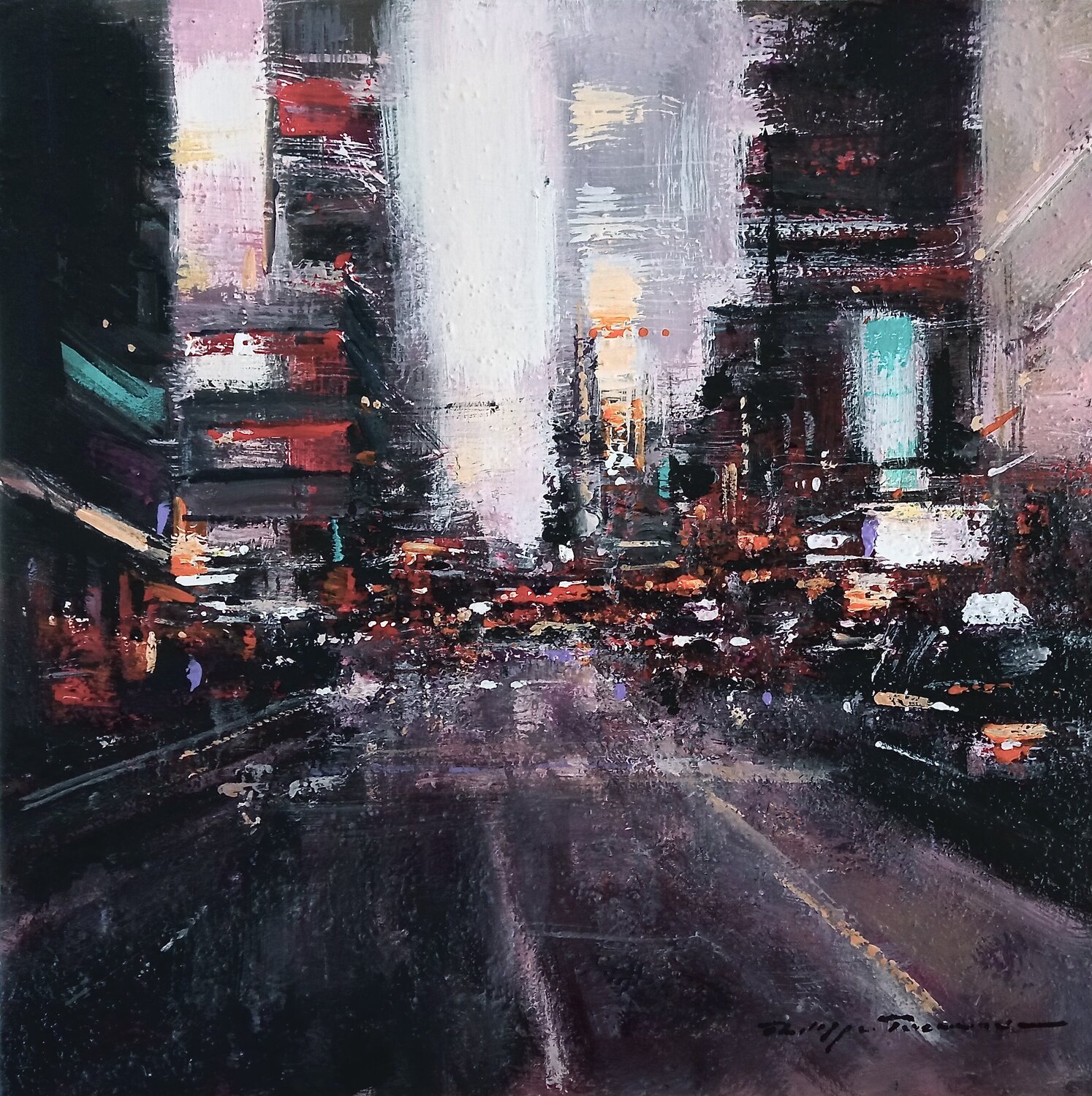 Times Square , n° 2413 Philippe Perennou Original painting for sale